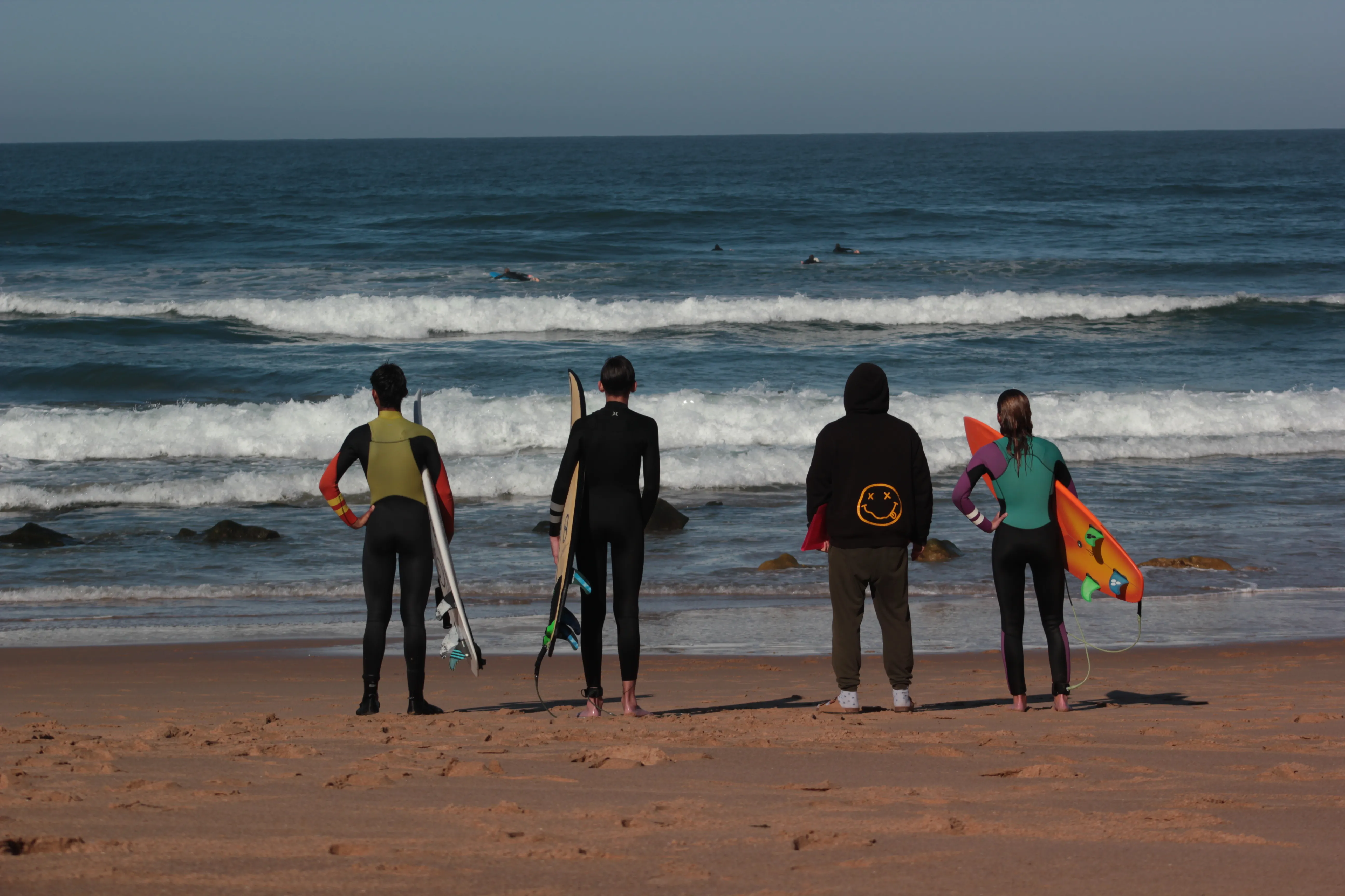 Surfers during a competition training session